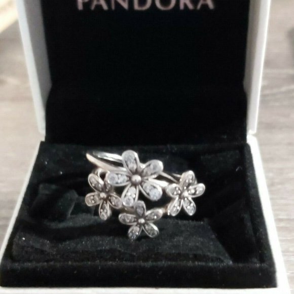 PANDORA Sterling Silver RETIRED DAZZLING DAISIES RING set -SIZE 7 - Picture 5 of 9